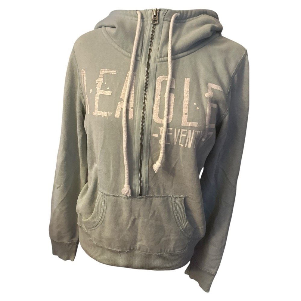 Girls American Eagle Full Zip Mint Green Hooded Sweatshirt – Size M